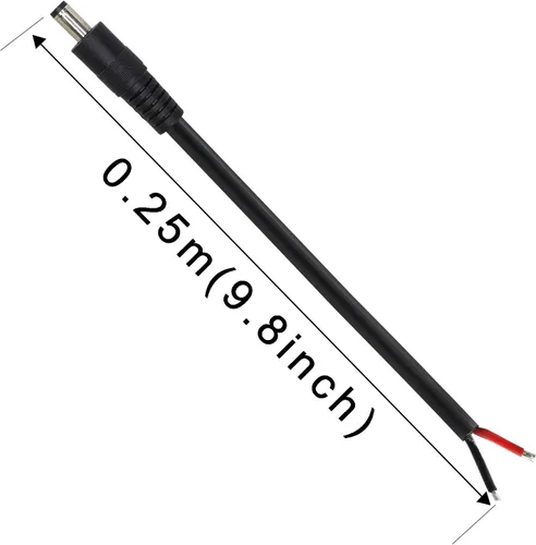 Vista 6 de GINTOOYUN 2 Pack DC Power Pigtails Cable, DC 5.5mm x 2.5mm Male Plug Jack to Bare Wire Open End Power Supply Replacement Repair Cord, for Security