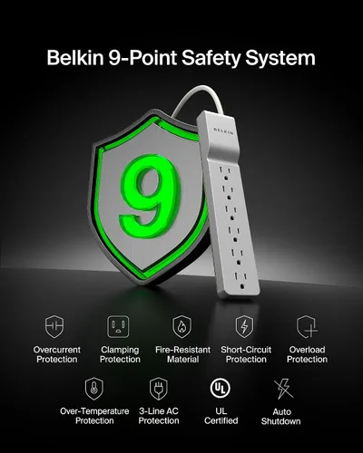 Vista 7 de Belkin Protector de sobrecarga con cable de alimentación 6 salids (enchufe giratorio) 6 patas N/A rotating plug, wall tap, outlet extender, home