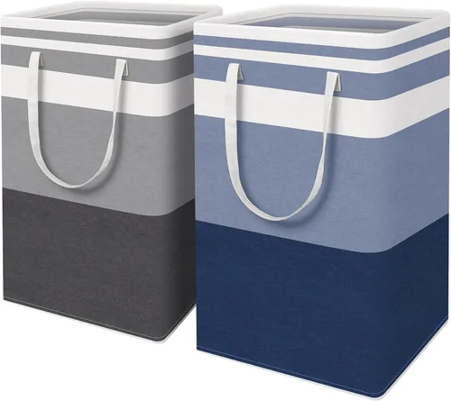 Vista 8 de HomeHacks - Paquete de 2 cestas grandes para ropa sucia, bolsas para ropa sucia (azul 75 pulgadas de largo x 2)