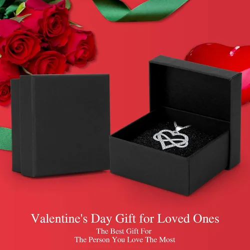 Vista 5 de Infinity Heart Necklace for Women Girls, 925 Silver and 3A+ Cubic Zirconia Jewelry Necklaces for Women, Girlfriend and Wife, Love Heart Pendant