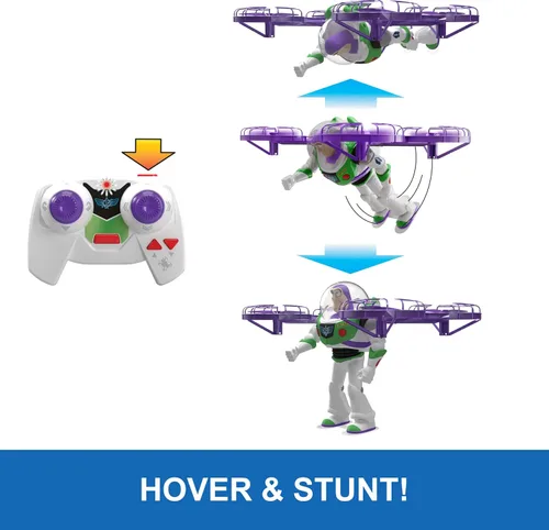 Vista 4 de Mattel Disney y Pixar Toy Story 5 Flying RC, Hi-Tech Edition Buzz Lightyear Control remoto Electronic Split Wing Space Ranger