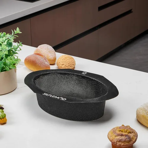 Vista 6 de Molde de silicona para hornear pan de masa madre peforada – Eslinga de pan de silicona ovalada perfecta para horno holandés – Revestimiento de olla