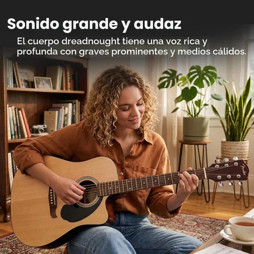 Vista 4 de Fender FA-125CE - Conjunto de guitarra electroacústica, Natural