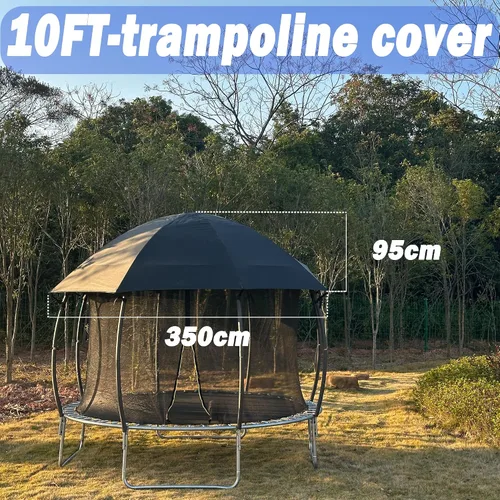 Vista 5 de Cubierta de toldo para cama elástica de 10, 12, 14, 15, 16 pies, para camas elásticas de patio, tela impermeable 600D resistente con costuras