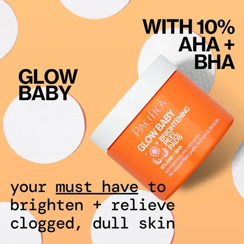 Vista 4 de Pacifica Beauty, Glow Baby - Almohadillas exfoliantes para bebés, 10% AHA y BHA, 60 unidades, ilumina y exfolia, para todo tipo de piel, sin