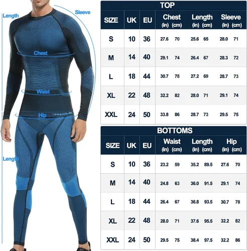 Vista 6 de UNIQUEBELLA - Ropa interior térmica para hombre con calzoncillos largos y forro polar de secado rápido y capa de base térmica