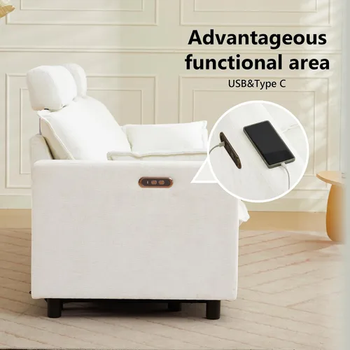Vista 3 de GUEAPY Cloud Couch Sofá Reclinable Eléctrico - Sofás Seccionales Reclinables de Gran Tamaño Color Crema, Sofá/Sillón Reclinable Eléctrico Moderno