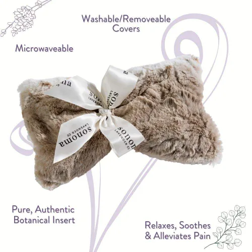 Vista 3 de Sonoma Lavender Máscara de spa, almohada de aromaterapia calentable/refrigerable con inserto de linaza con infusión de lavanda, compresa ocular