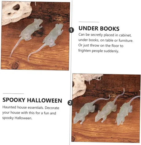 Vista 5 de KOMBIUDA 20 piezas de ratones falsos brillantes y oscuros para Halloween, accesorios difíciles de Halloween, figuras de ratones realistas