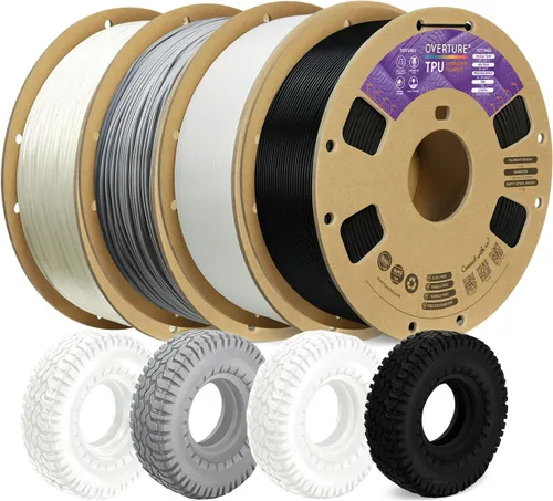 Vista 78 de OVERTURE - Filamento de TPU de 1/16 pulgadas, rollo flexible de poliuretano termoplástico, impresora 3D suave, 95A, carrete de 2.2 libras, precisión