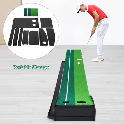 Vista 6 de Dollox Putting Green - Alfombrilla de Putting de Golf para Interiores, Alfombrilla con Retorno Automático de Pelota, Set de Mini Golf Accesorios