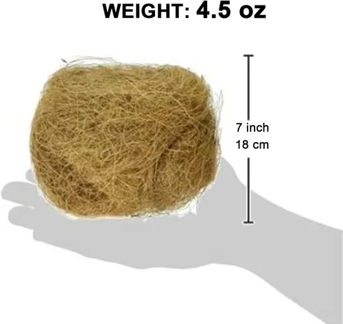 Vista 2 de Fibra de Coco, 4.5 oz. Ropa de cama cómoda para pájaros y animales pequeños, material de nido para construcción de nidos, escondites, plantas