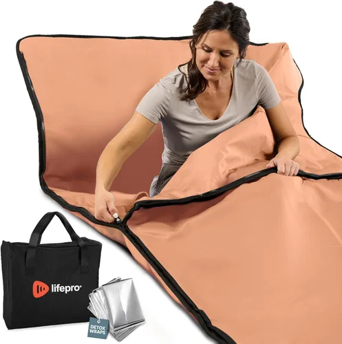 Vista 12 de Manta de sauna infrarroja LifePro para desintoxicación y relajación – Sauna portátil de infrarrojos lejanos para el hogar para desintoxicación