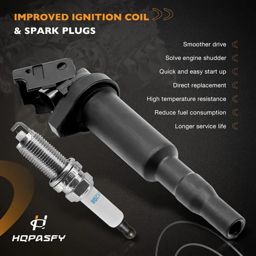 Vista 3 de HQPASFY Paquetes de Bobina de Encendido y Bujías (Set de 6) Compatibles con 2006-2013 BMW 328i/530i/X3/X5/128i/325xi/330i/330xi/525xi/528i/530xi