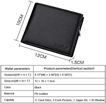 Vista 4 de Personalizado para hombre nombre monedero texto personalizado grabado plegable cartera de cuero