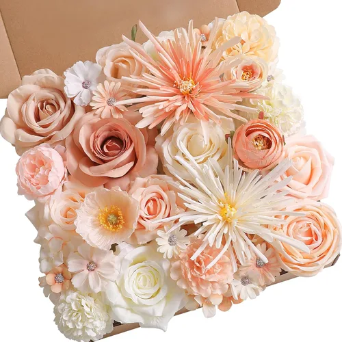 Vista 9 de Serra Flora Caja Combo de Flores Artificiales para Ramos de Boda DIY, Centros de Mesa, Arreglos, Despedida de Soltera, Fiesta, Decoraciones