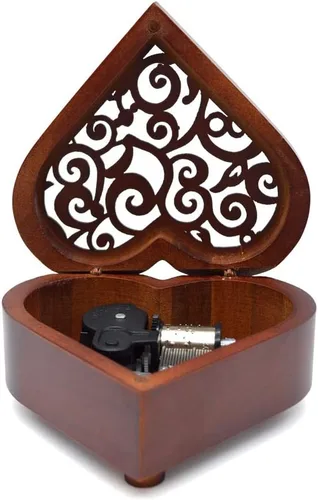 Vista 2 de Sooharic Caja de música de madera con mecanismo de relojería de cuerda, regalos musicales para niños (Amazing Grace)
