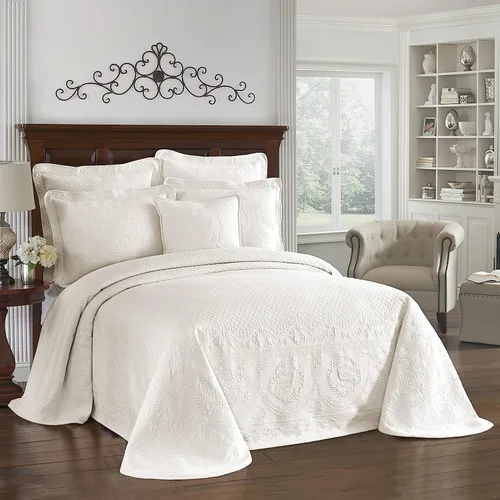 Vista 15 de Colcha Historic Charleston King Charles de estilo granja moderna con diseño floral matelasse, 100% algodón transpirable, tamaño King/California