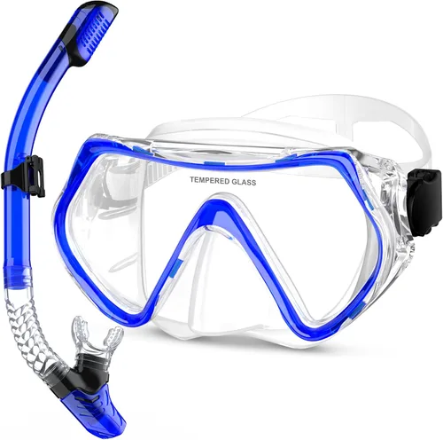 Vista 24 de Snorkeling Gear, Dry Snorkel Set180° Panoramic Wide View,Anti-Fog Scuba Diving Mask, Professional Snorkeling Gear for Free Breathing, Swimming