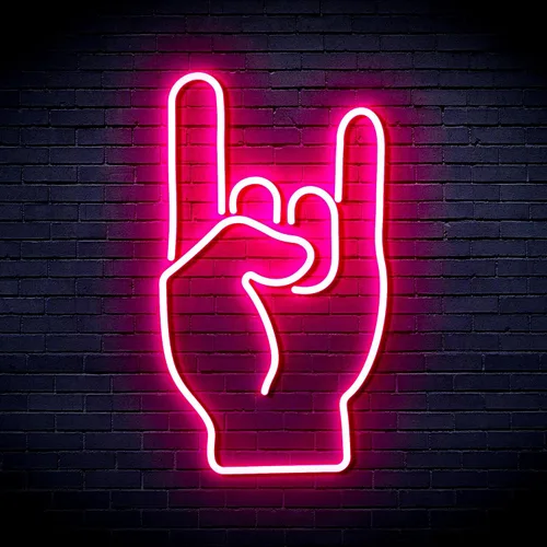 Vista 10 de AdvPro Rock On Hand Sign Flex Silicone LED Neon Sign - Azul - st16s32-fnu0067-b