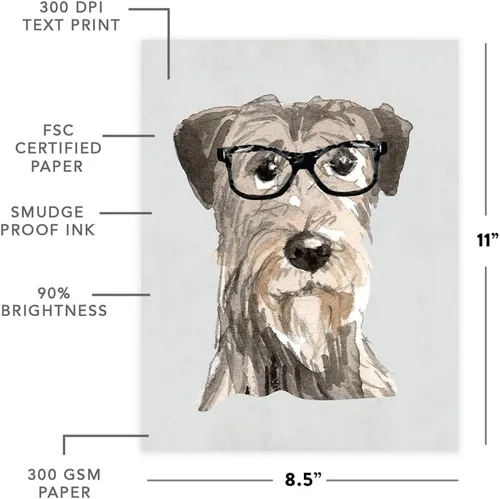Vista 21 de Andaz Press Póster impreso para pared de perro, 8.5 x 11 pulgadas, Bulldog inglés con gafas negras, 1 paquete, regalo de cumpleaños de Navidad, sin