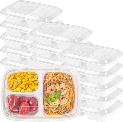 Vista 19 de Asporto - Cajas para llevar con compartimentos de 32 onzas, 50 recipientes para preparar comidas para microondas, 2 compartimentos, con tapas