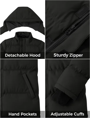 Vista 6 de ZSHOW Abrigos de invierno para niña, chaqueta acolchada impermeable con capucha para exteriores, chaqueta de invierno
