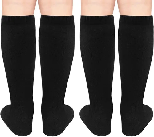 Vista 2 de Calcetines de fútbol para niños, calcetines de fútbol para niñas, calcetines de fútbol a rayas, calcetines altos hasta la rodilla, calcetines