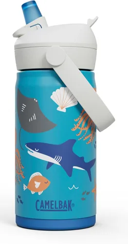 Vista 12 de CamelBak Thrive Flip Straw Kids Bite Valve Stainless Steel Water Bottle Biking Dogs, 12oz Perros en bicicleta