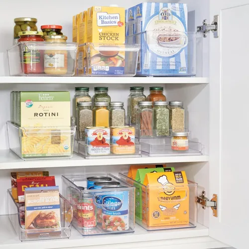 Vista 3 de iDesign Linus - Organizador de plástico para nevera y congelador con asa, recipiente transparente para alimentos, bebidas, organización de productos