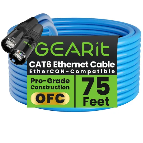 Vista 32 de GEARit Cable Ethercon CAT6 blindado (3 pies) de audio profesional e iluminación RJ45 EtherCON Cable compatible con EtherCON para estudio, escenario