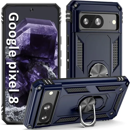 Vista 13 de ADDIT Pixel 8 - Funda para Google Pixel 8, con anillo de soporte, soporte ajustable, grado militar, protección resistente, a prueba de golpes