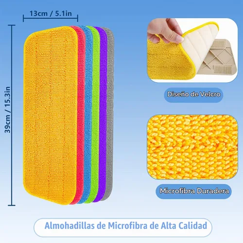Vista 6 de HOMTOYOU Almohadillas reutilizables para mopa Swiffer PowerMop: 6 repuestos de almohadillas de microfibra para limpieza de suelos multisuperficie