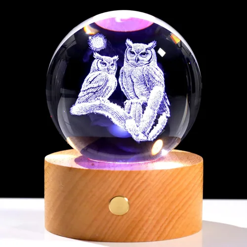 Vista 9 de Ornalrist 3D Wolf Gifts 3.15in Crystal Ball Decor Figurine for Women Men