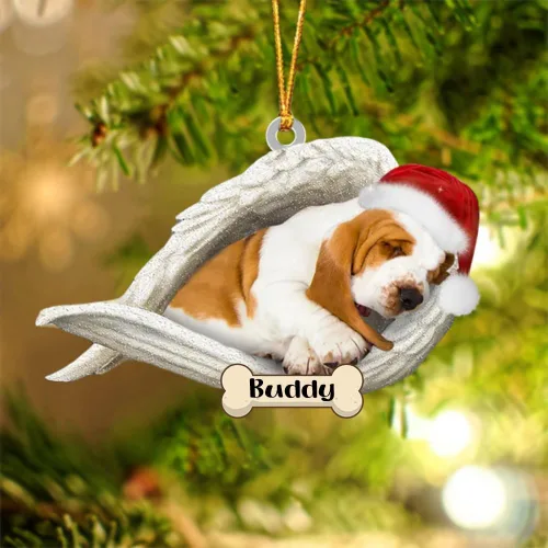 Vista 92 de Afghan Hounds - Adorno de Navidad con alas de ángel durmiente, recuerdo personalizado para perros 2024, adorno de forma acrílica, regalos
