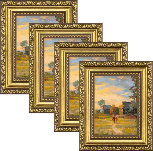 Vista 53 de eletecpro 8x10 Vintage Picture Frame, Glass Cover, Gold, 4-Pack Dorado