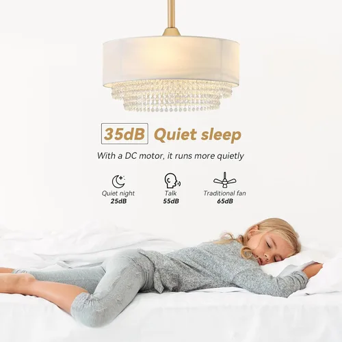 Vista 5 de Ventilador de techo bohemio con luz, lámpara de techo sin aspas de 20 pulgadas con luces para dormitorio, sala de estar, araña de granja de 6