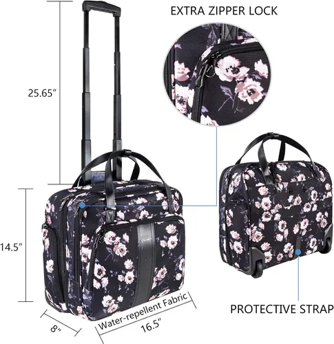 Vista 2 de KROSER - Maletín de Ordenador Portátil con Ruedas Premium, Bolsa de Ordenador Portátil de 15.6 Pulgadas, Bolso de Viaje Nocturno con Bolsillos RFID