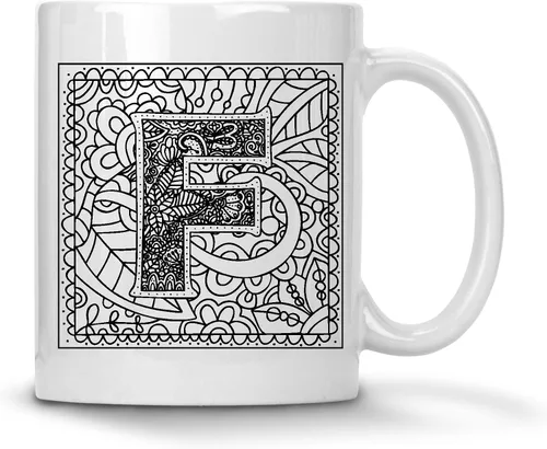 Vista 5 de Alankathy Mugs Taza de café monograma, 11 oz, color blanco (A)