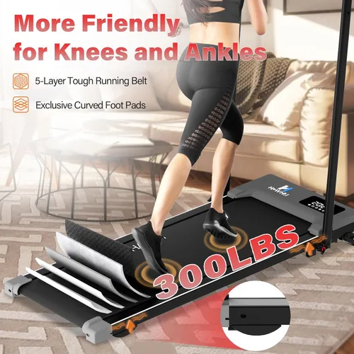 Vista 7 de Walking Pad, HOWHAI Treadmill with Incline, Brushless 2 in 1 Foldable Under Desk Portable Treadmills for Home/Office with App, Bluetooth Music