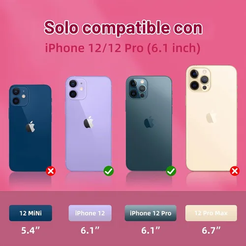 Vista 3 de Funda de silicona líquida compatible con iPhone 12/12 Pro, color Rosa fuerte