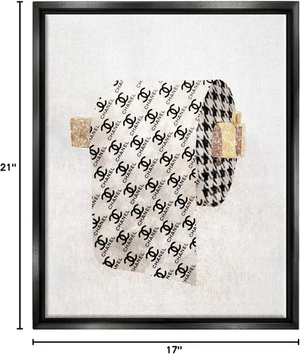 Vista 11 de Stupell Industries Ziwei Li - Papel higiénico con patrón glamoroso, arte en lienzo con marco flotante, negro, 17 x 21 pulgadas, fácil de colgar