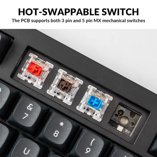 Vista 3 de Keychron V5 Wired Custom Mechanical Keyboard Knob Version, 96% Layout QMKVIA Programmable with Hot-swappable Keychron K Pro Red Switch Compatible