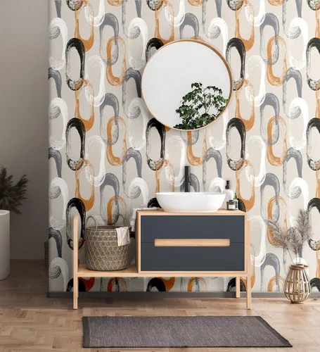 Vista 5 de Blooming Wall DPYB12 - Papel tapiz autoadhesivo extraíble con círculos de elipse geométricos, decoración de pared