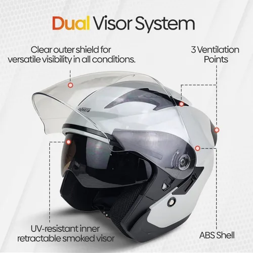 Vista 4 de Casco de moto abierto DOT, modelo PM-768