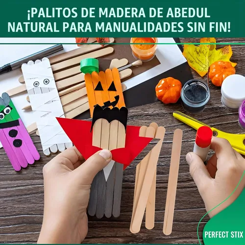 Vista 8 de Perfect Stix - PS-114st-1,000 Palitos de Artesanía de 4.5"/Palitos de Helado/Madera Natural - Caja de 1,000 ct