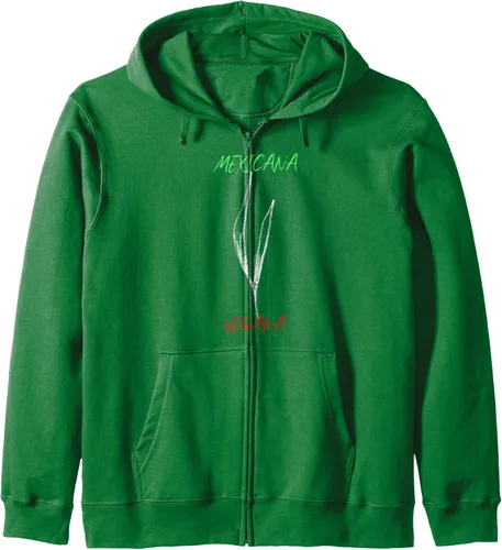 Vista 6 de Mexicana Vegana Sudadera con capucha vegana mexicana con cremallera, Negro