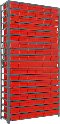 Vista 451 de Quantum QSBU-245BK Heavy Duty Shelving Unit with (7) Shelves and (24) QUS245 Black Bins for Garage Warehouse Storage Distribution 400 lb Load