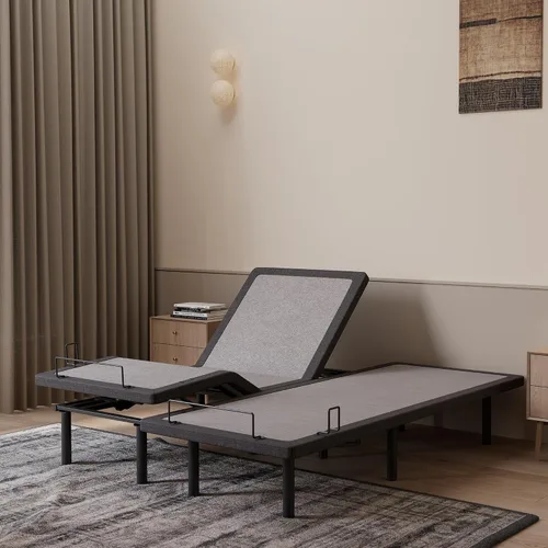Vista 17 de ESHINE Base de cama ajustable + colchón híbrido de 14 pulgadas Twin XL (Suave Medio) - Espuma viscoelástica de gel de lujo, bases de cama con Gris