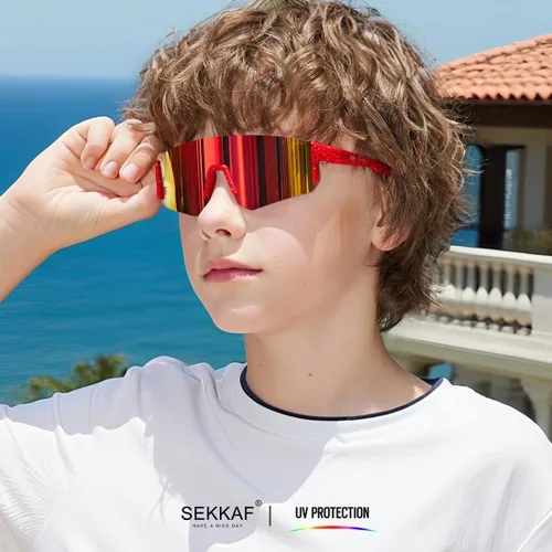 Vista 3 de SEKKAF - Gafas de sol deportivas para jóvenes, para béisbol y softbol, para niños y niñas de 6 a 12 años, gafas de sol para ciclismo, ligeras